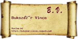 Bukszár Vince névjegykártya